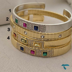 دستبند زنانه نگین دار طلایی ونقره ای Bracelet-8456-L