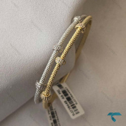 دستبند زنانه طلایی نقره ای طرح مهره Bracelet-8458-L