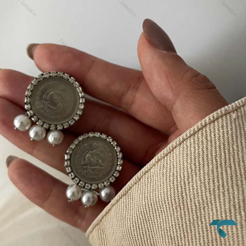 گوشواره سکه ایی مرواریدی Ghoshvareh-8555-L
