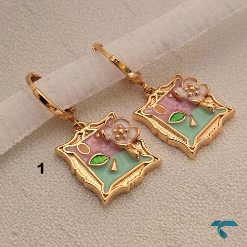 گوشواره رزینی گل و مروارید Ghoshvareh-8562-L