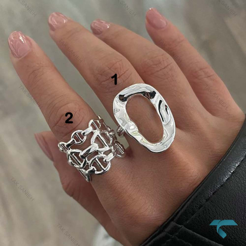 انگشتر نقره ایی گرد و زنجیری Ring-8679-L