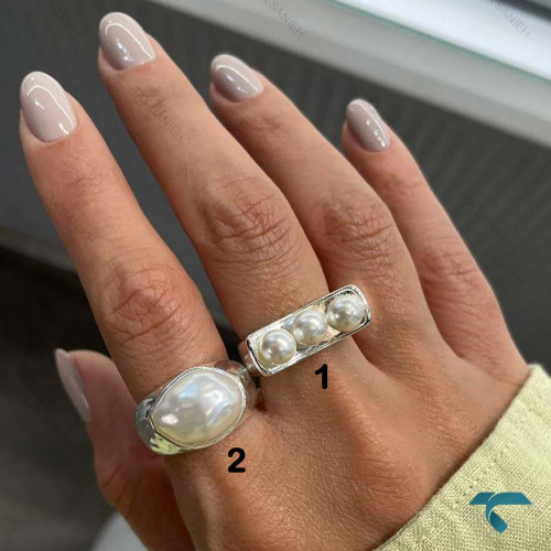 انگشتر نقره ایی مروارید دار Ring-8917-L