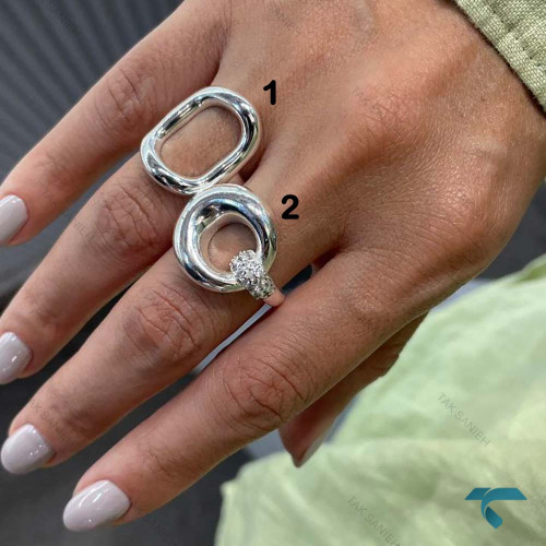 انگشتر نقره ایی بیضی ساده و نگین دار Ring-8918-L