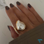 انگشتر نگین صدفی طلایی و نقره ایی Ring-8662-L انگشتر نگین صدفی طلایی و نقره ایی Ring-8662-L