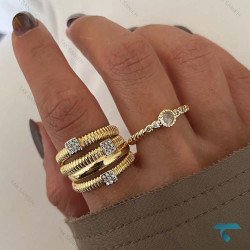 انگشتر یورمن نگین دار طلایی و نقره ایی Ring-8663-L