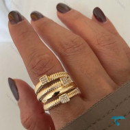 انگشتر یورمن نگین دار طلایی و نقره ایی Ring-8663-L