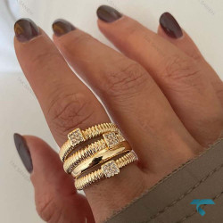 انگشتر یورمن نگین دار طلایی و نقره ایی Ring-8663-L