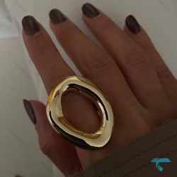 انگشتر دفرمه نقره ایی و طلایی Ring-8664-L