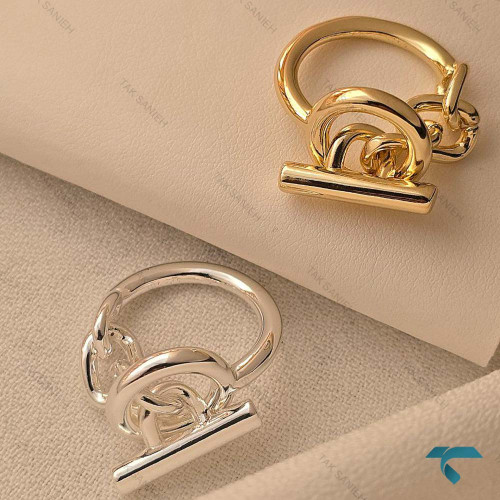 انگشتر طلایی و نقره ایی طرح قفل Ring-8671-L