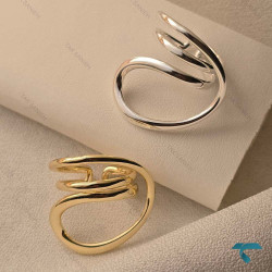 انگشتر نقره ایی و طلایی طرح پیچ Ring-8672-L