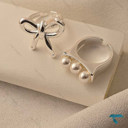 انگشتر نقره ایی پاپیون و مروارید Ring-8675-L