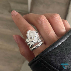 انگشتر طرح گل طلایی و نقره ایی Ring-8676-L