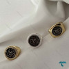 انگشتر طرح سکه ایی طلایی و نقره ایی مشکی گرد Ring-8687-L
