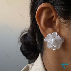 ست انگشتر و گوشواره گل سفید Set-8705-L