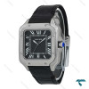 ساعت کارتیر Santos De Cartier مردانه سیلور مشکی بند چرم Cartier-7306-G ساعت کارتیر Santos De Cartier مردانه سیلور مشکی بند چرم Cartier-7306-G