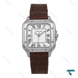 ساعت کارتیه Santos De Cartier زنانه نقره ای بند چرم قهوه ای Cartier-7310-L ساعت کارتیه Santos De Cartier زنانه نقره ای بند چرم قهوه ای Cartier-7310-L