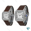 ساعت ست کارتیه Santos De Cartier سیلور بند چرم قهوه ای Cartier-7311-G