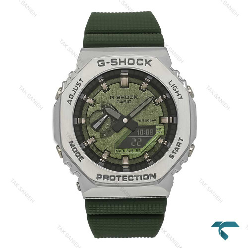 ساعت کاسیو جیشاک GM-2100 مردانه سیلور سبز Casio-7313-G