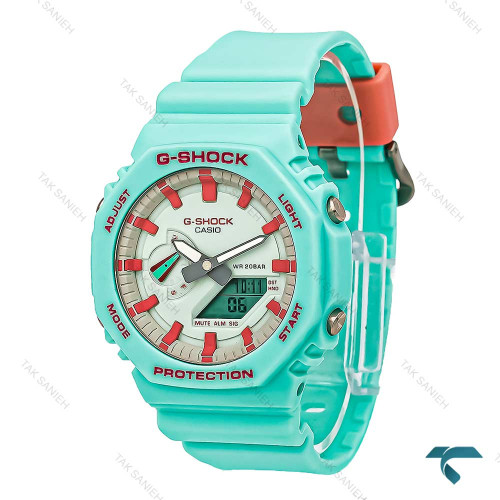  جی شاک GA2100 مردانه سبزآبی ایندکس قرمز Casio-7329-G