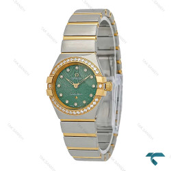 ساعت زنانه امگا کانسلیشن دورنگ طلایی دورنگین صفحه سبز Omega-7344-L