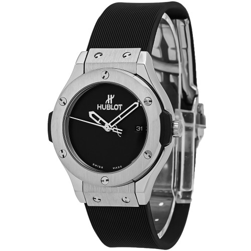 ساعت زنانه هابلوت سیلور صفحه مشکی مهندسی Hublot-7367-L