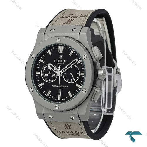 ساعت Hublot مردانه سه موتوره طوسی صفحه مشکی Hublot-7369-G