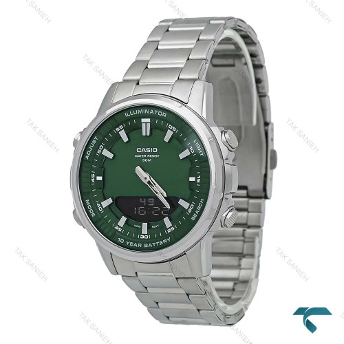 ساعت کاسیو AMW-880D-3AV مردانه اورجینال نقره ای صفحه سبز Casio-7418-G