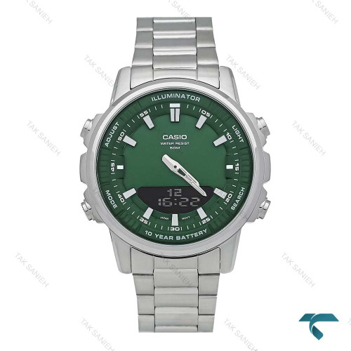 ساعت کاسیو AMW-880D-3AV مردانه اورجینال نقره ای صفحه سبز Casio-7418-G