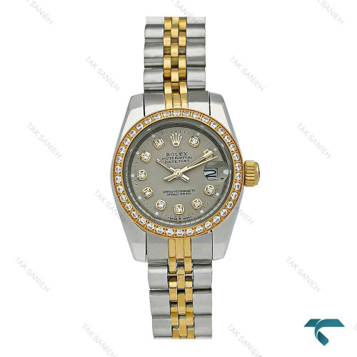 ساعت رولکس زنانه دورنگ طلایی دورنگین صفحه طوسی اسمال Rolex-7504-L ساعت رولکس زنانه دورنگ طلایی دورنگین صفحه طوسی اسمال Rolex-7504-L