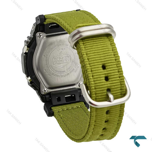 ساعت جیشاک زنانه GM-S2100 مشکی بند برزنت سبز G-Shock-7533-L