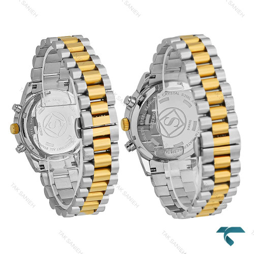 ست ساعت سیکو کورنوگراف دورنگ طلایی Seiko-8736-S ست ساعت سیکو کورنوگراف دورنگ طلایی Seiko-8736-S