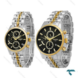 ساعت ست سیکو Vip سه موتوره دورنگ طلایی صفحه مشکی Seiko-8740-S ساعت ست سیکو Vip سه موتوره دورنگ طلایی صفحه مشکی Seiko-8740-S