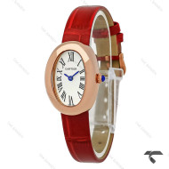 ساعت کارتیر Baignoire زنانه رزگلد بند چرم قرمز Cartier-9850-L