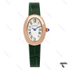 کارتیه Baignoire زنانه رزگلد بند چرم سبز Cartier-9853-L