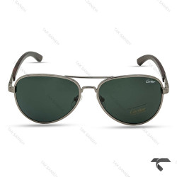 عینک دودی مردانه کارتیه CT2851-2 شیشه سبز دسته قهوه ای Cartier-9862-G