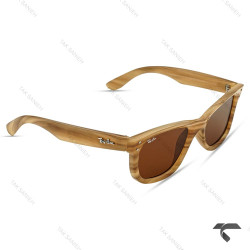 عینک دودی ریبن RB0502-6 فریم کائوچوبی طرح چوب RayBan-10063-U