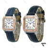ست کارتیه سانتوس دومونت بند چرم سرمه ای Cartier-10614-S