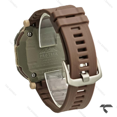 ساعت کاسیو پروترک مردانه قاب سبز بند رابر قهوه ای Protrek-10162-G ساعت کاسیو پروترک مردانه قاب سبز بند رابر قهوه ای Protrek-10162-G