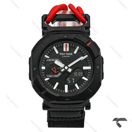 پروترک مردانه PRJ-B001 بند برزنت مشکی کش قرمز Protrek-10168-G پروترک مردانه PRJ-B001 بند برزنت مشکی کش قرمز Protrek-10168-G