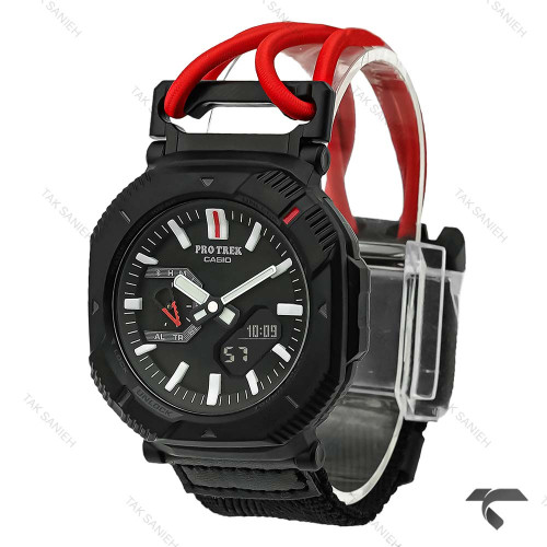 پروترک مردانه PRJ-B001 بند برزنت مشکی کش قرمز Protrek-10168-G پروترک مردانه PRJ-B001 بند برزنت مشکی کش قرمز Protrek-10168-G