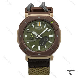 ساعت کاسیو پروترک PRJ-B001 سبز قهوه ای بند کشی Protrek-10169-G