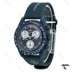ساعت امگا سواچ مون واچ سرمه ای بند رابر Swatch-10197-U