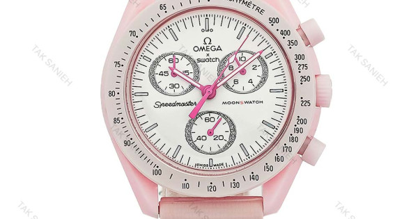 ساعت امگا سواچ مون واچ ماموریت به زمین صورتی بند رابر Swatch-10198-U