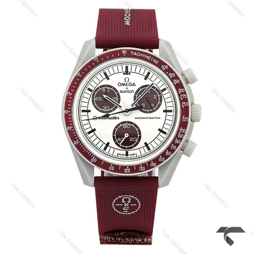ساعت مچی امگا سواچ مون واچ پلوتو زرشکی بند رابر Swatch-10199-U