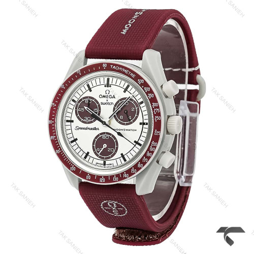 ساعت مچی امگا سواچ مون واچ پلوتو زرشکی بند رابر Swatch-10199-U