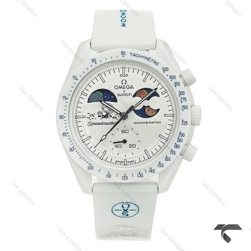 امگا سواچ مون واچ من همه رو شکست میدم... بند رابر سفید Swatch-10201-U