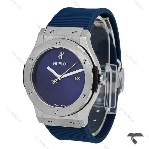 هابلوت صفحه مهندسی مردانه استیل سرمه ای بند رابر Hublot-10442-G