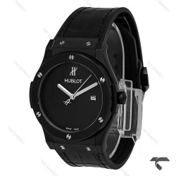 ساعت هابلوت مردانه صفحه مهندسی مشکی بند چرم Hublot-10445-G