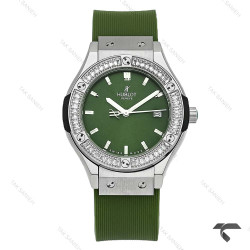 ساعت هابلوت زنانه سیلور سبز دورنگین Hublot-10446-L