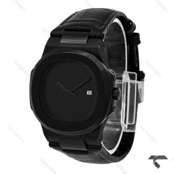 ساعت پتک فیلیپ Nautilus مردانه صفحه مهندسی بند چرم مشکی Patek-10451-G